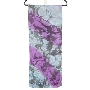 Tie Dye Satin Scarf Purple Blue Rectangular 68"x14" Sharon G Wrap Eveningwear